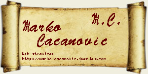 Marko Cacanović vizit kartica